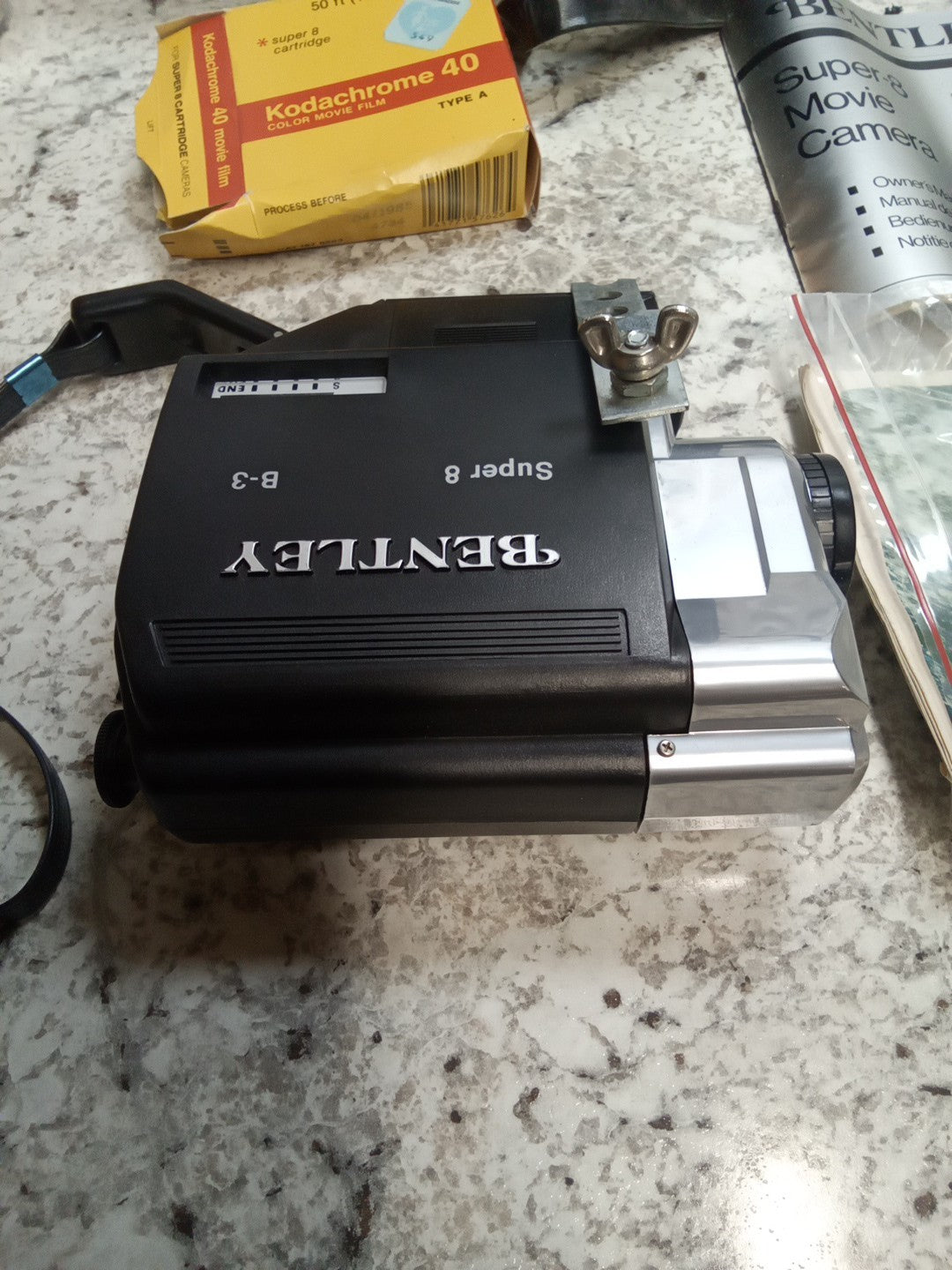 Vintage Bentley Super 8 B-3 Movie Camera Untested With Manual And Original Paper