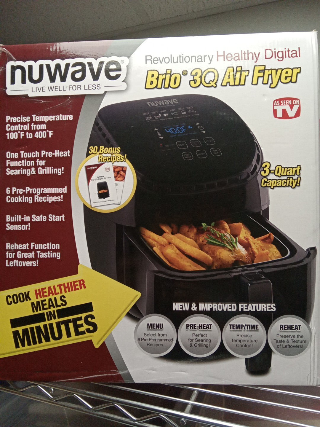 NuWave BRIO 36011 3qt Air Fryer - Black Open Box