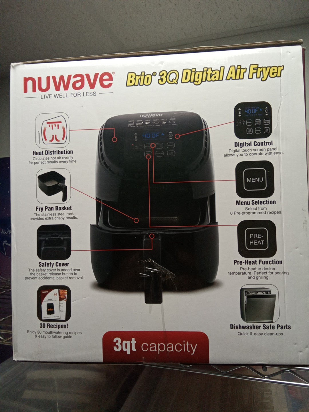NuWave BRIO 36011 3qt Air Fryer - Black Open Box