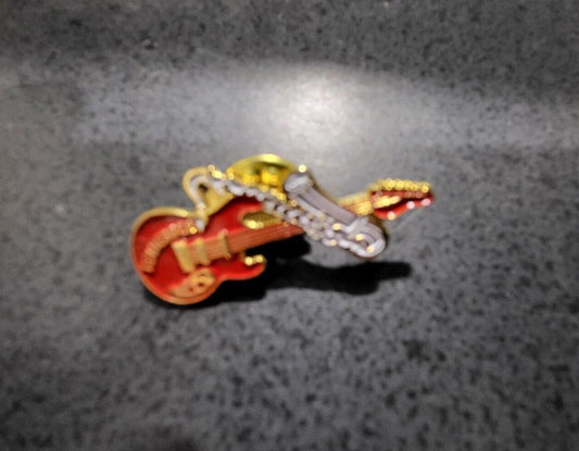 Vintage Tennessee Pin Guitar & Sax  ~1.5"  pinback Tie Tack #89