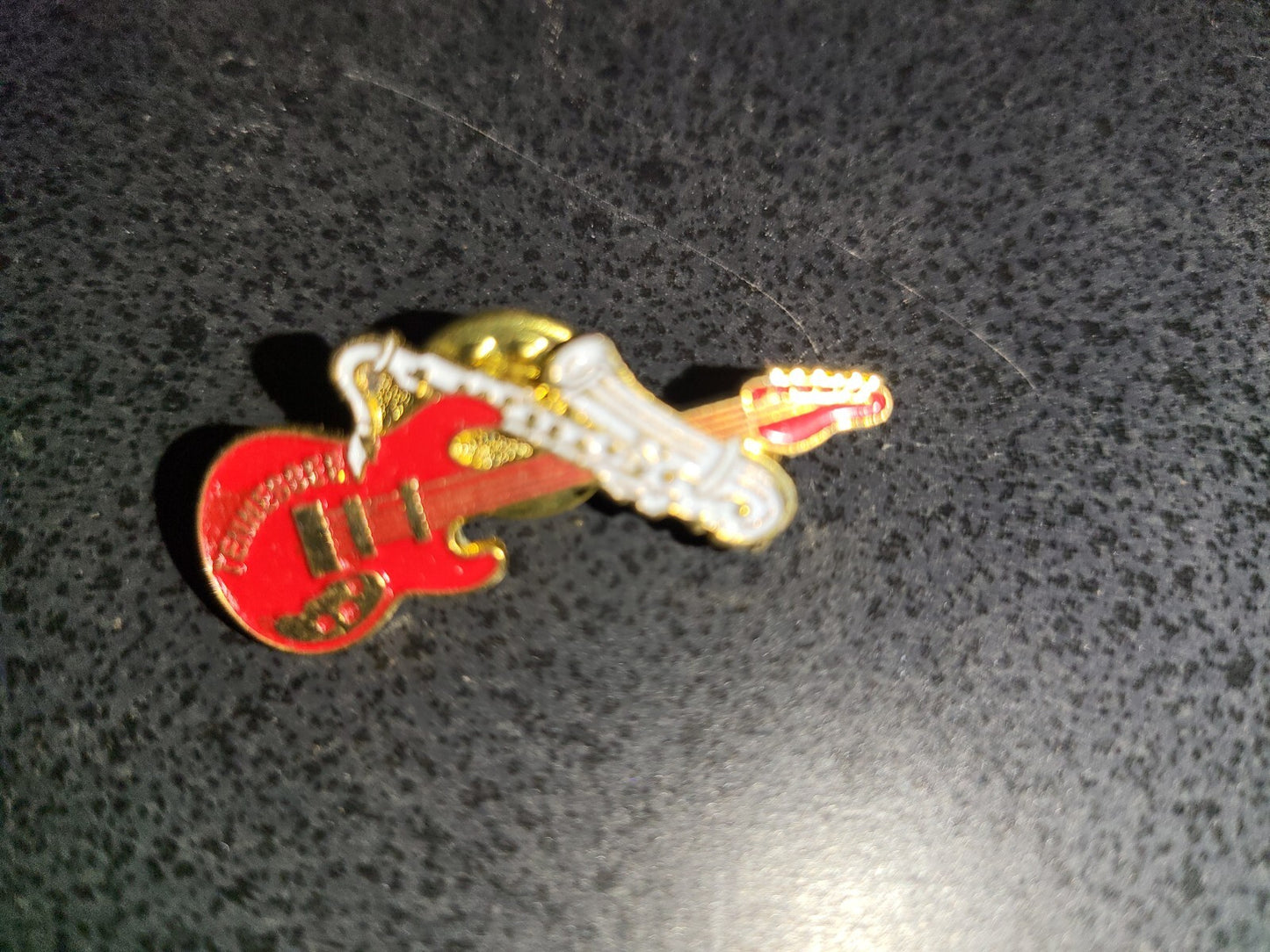 Vintage Tennessee Pin Guitar & Sax  ~1.5"  pinback Tie Tack #89