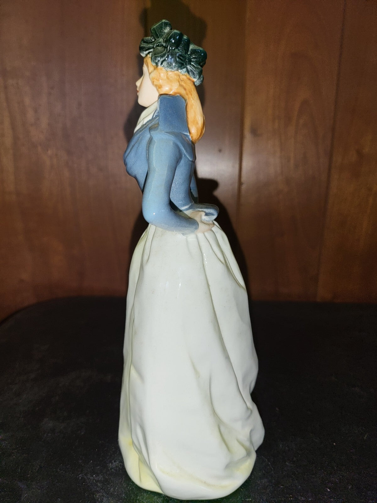Figurine - Goebel Lady unnamed 8.5"H White & Blue Dress Flower Hat 16 287 21