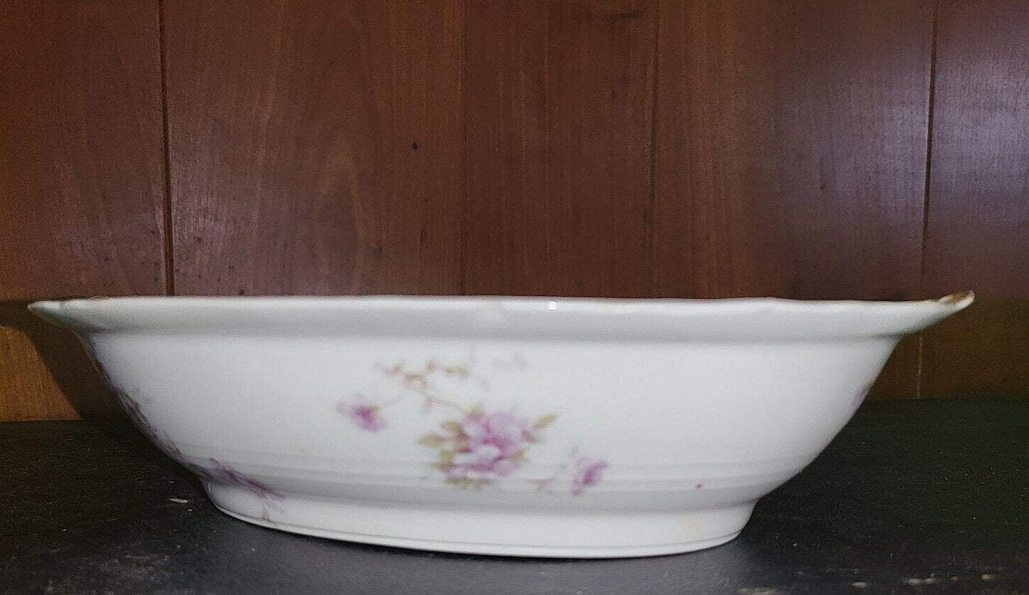 Vtg Serveware Theodore Haviland Limoges Vegetable Bowl 10 x 7.5 x 2.5" Purple
