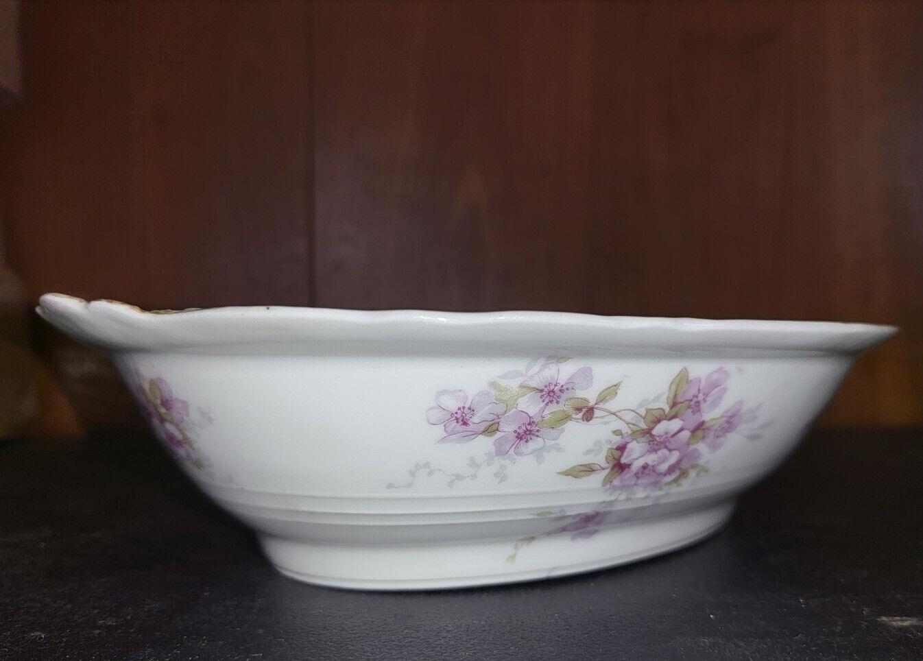 Vtg Serveware Theodore Haviland Limoges Vegetable Bowl 10 x 7.5 x 2.5" Purple