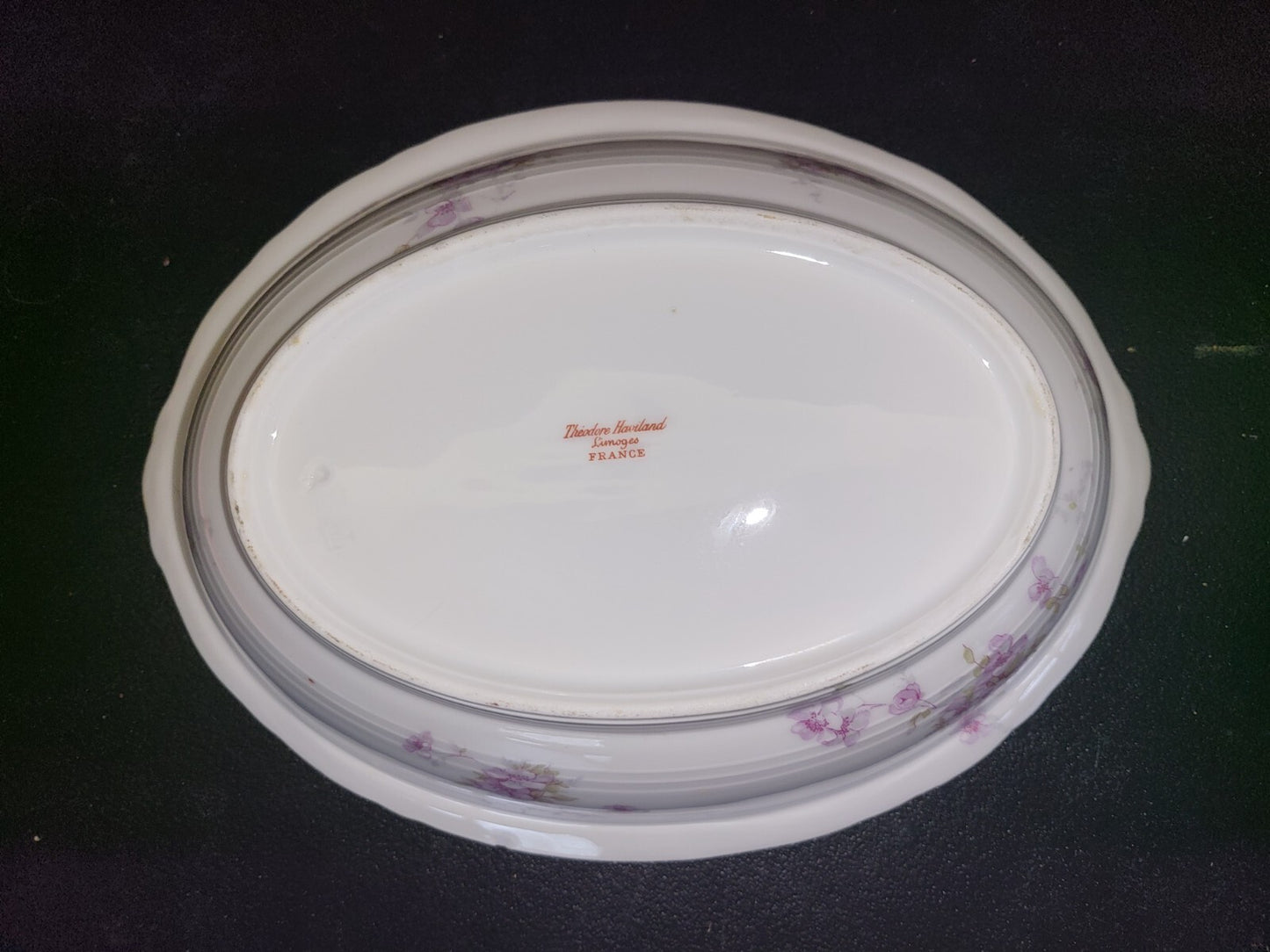 Vtg Serveware Theodore Haviland Limoges Vegetable Bowl 10 x 7.5 x 2.5" Purple