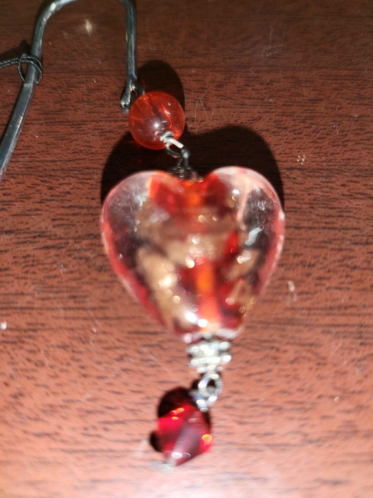 Cookie Lee Book Hook Clear & Red Heart   Jeweled Metal Book Mark  #116
