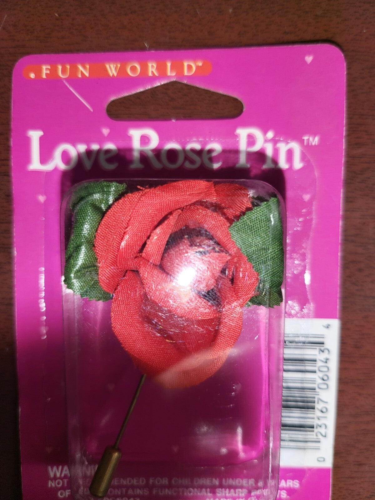 Jewelry Vintage Love Fabric Rose Stick Pin 1980s Style 2.75"   #115