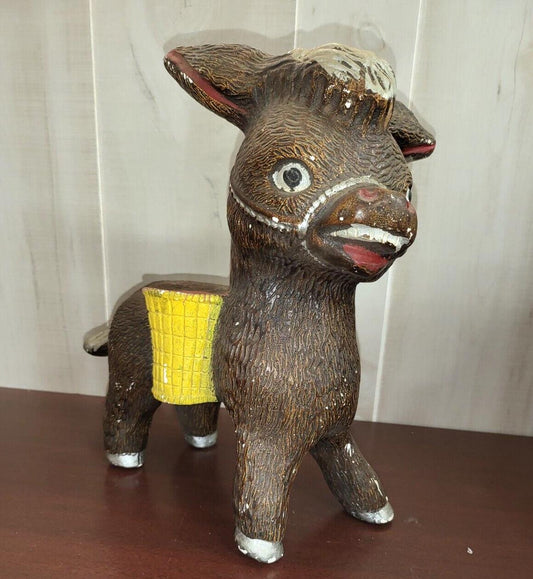 Vintage Chalkware Donkey Burro Money Bank 12"H MEXICO No Way to Remove Coins