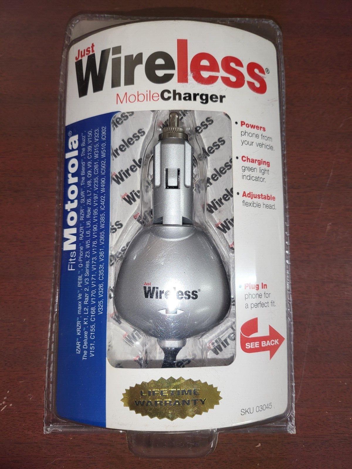 Just Wireless Mobile Charger for Motorola  3 Plug types  NIP