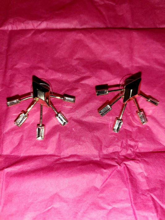 Pierced Earrings Convertible Diamond Shape to Starburst 1.5"W New #130