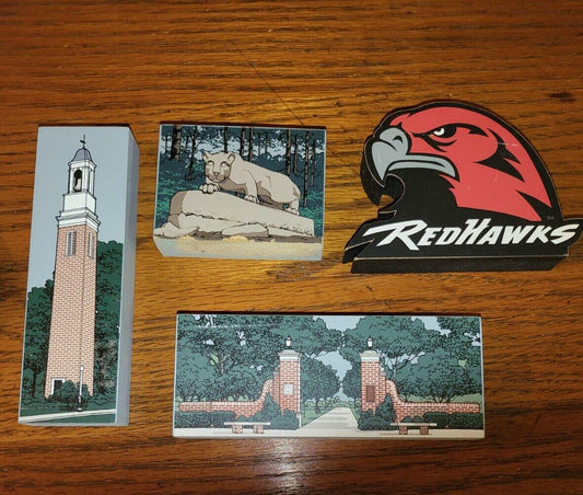 4 Wood Block Decor Miami Univ Nittany Beta Bells Slant Walk