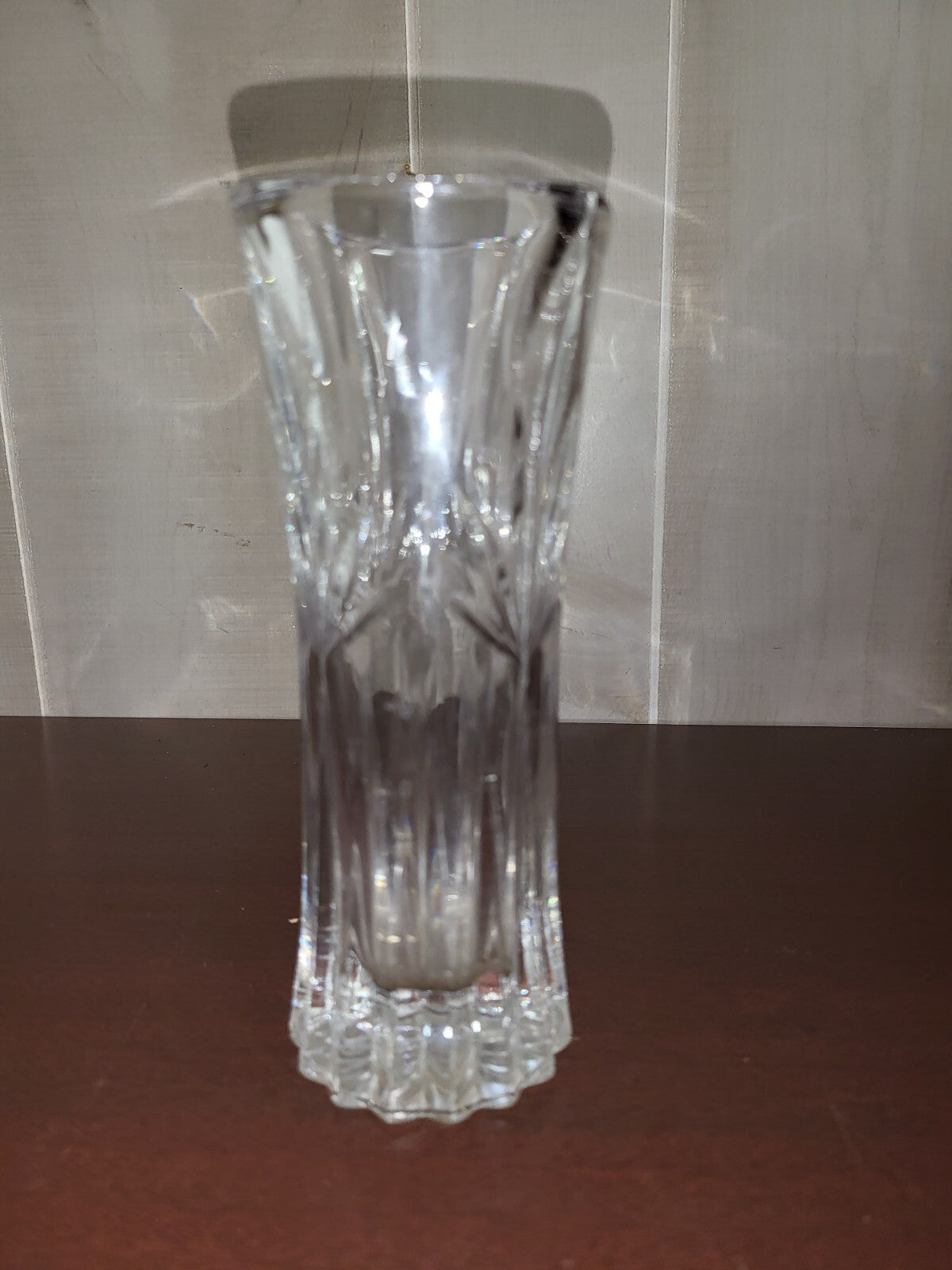 Clear Crystal Pillar Vase 6.5H x 2.5"W Heavy Unmarked No Chips or Cracks  #3064