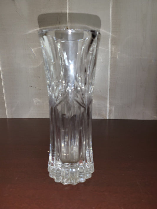 Clear Crystal Pillar Vase 6.5H x 2.5"W Heavy Unmarked No Chips or Cracks  #3064