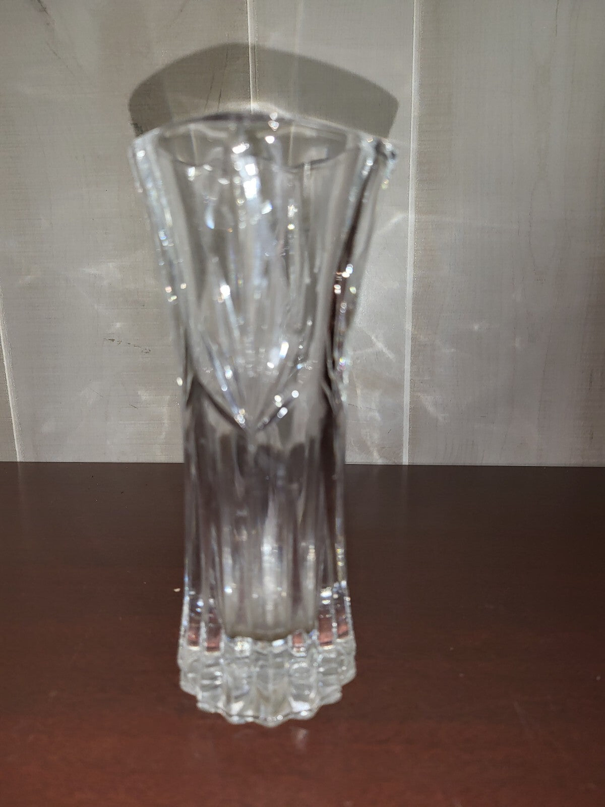Clear Crystal Pillar Vase 6.5H x 2.5"W Heavy Unmarked No Chips or Cracks  #3064
