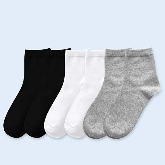 6 pr Ladies Bamboo Ankle Socks Lightweight Breathable Toe Blk Gry Wht