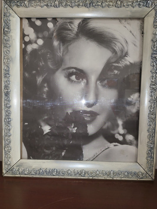 Glamourous Actress Barbara Stanwyck Framed Black & White Photo 14.75 x 17"