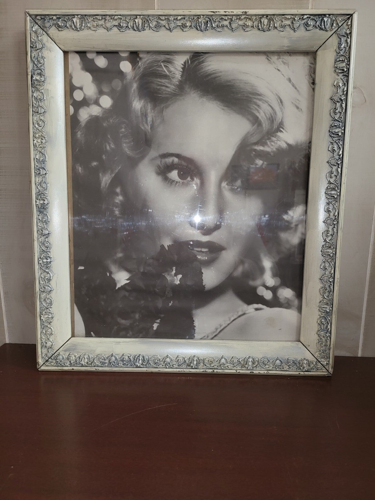 Glamourous Actress Barbara Stanwyck Framed Black & White Photo 14.75 x 17"