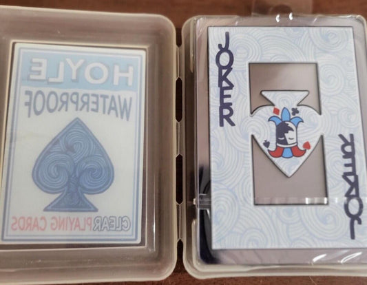 Hoyle Waterproof Clear / Blue Playing Cards  & Case Standard Size  Sailing Water