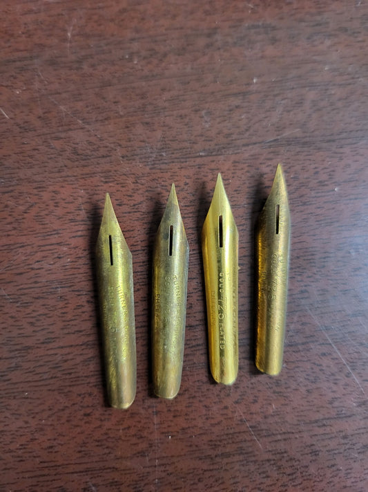 4 Vintage Turner & Harrison Gold .725 Plate Fountain Pen Tips #150