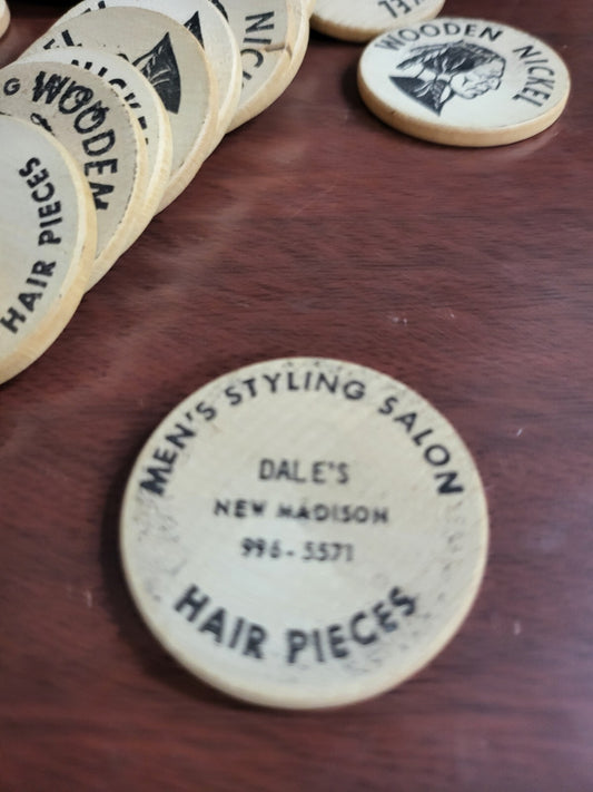 40 Vintage  Wooden Nickels Advertising Dale's Salon New Madison Ohio