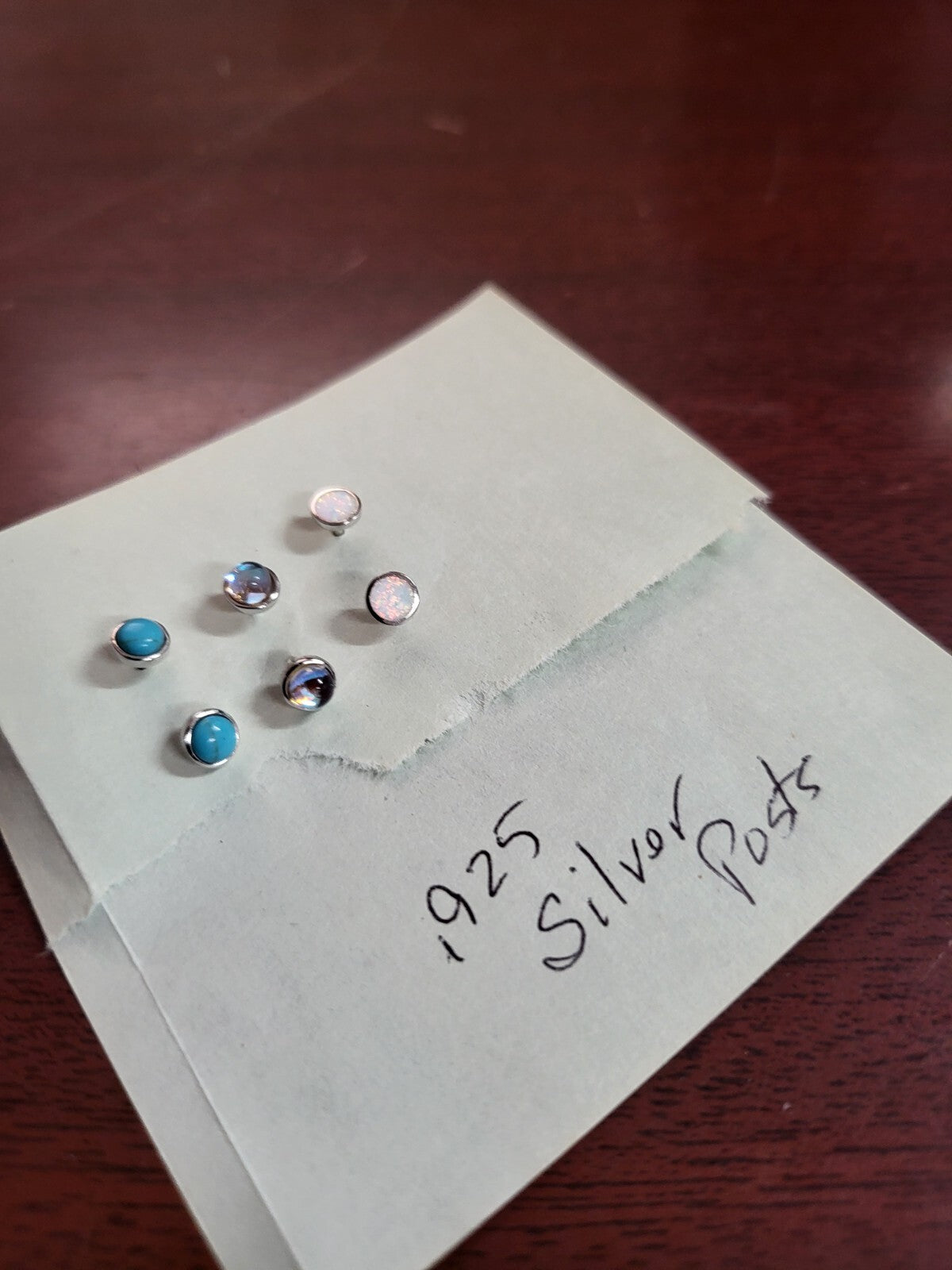 3 Pair Children's Screwback Earrings .925 Silver Posts Blue Clear White Pearlesc