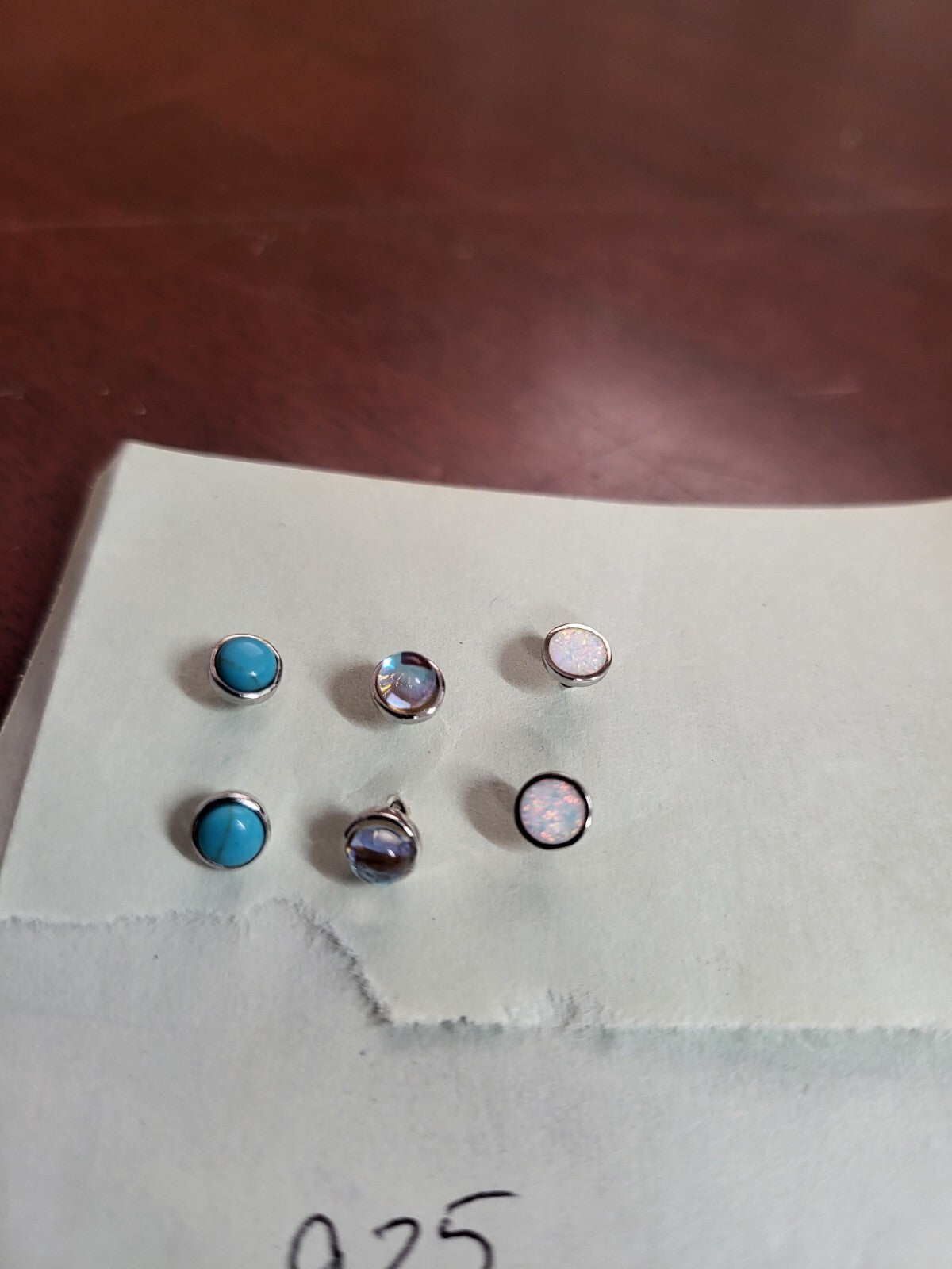 3 Pair Children's Screwback Earrings .925 Silver Posts Blue Clear White Pearlesc