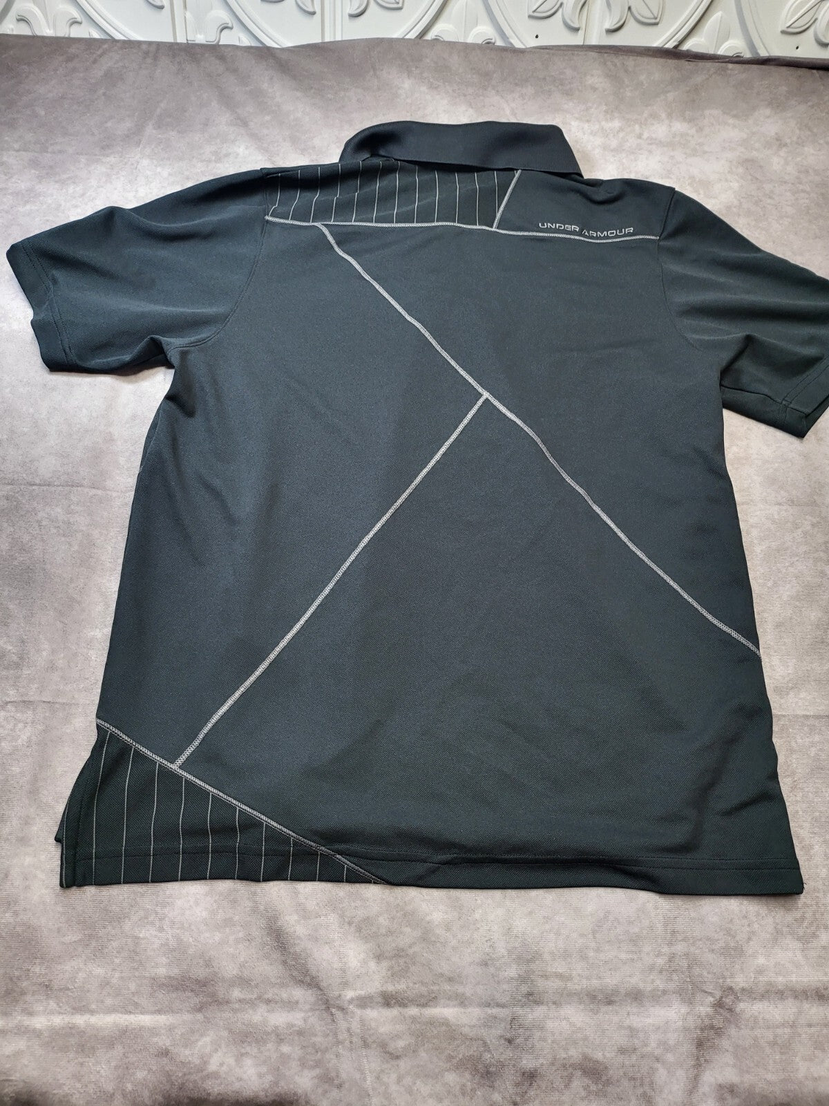 Wounded Warrior Project Polo Shirt MEDIUM Black  Sh 16" Ch 21" L 27" Under Armor