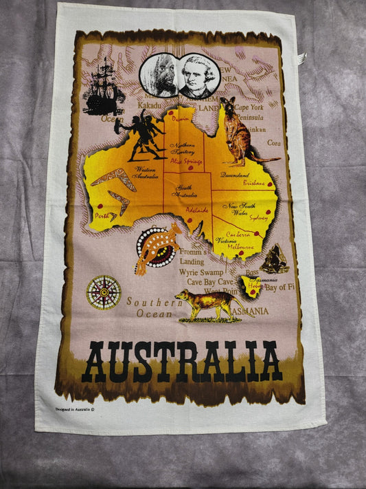 Tea Towel - Australia Map ~18 x 29"   100% Cotton