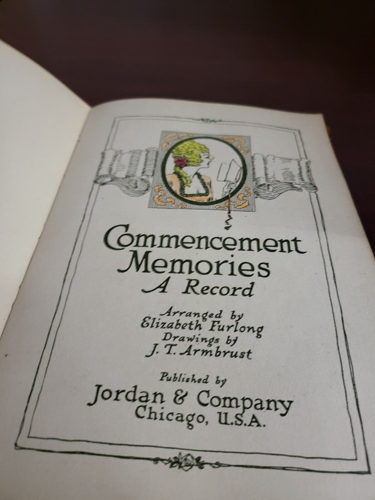 Book - Commencement Memories Camden Ohio High School 1924 USED Full Red Suede
