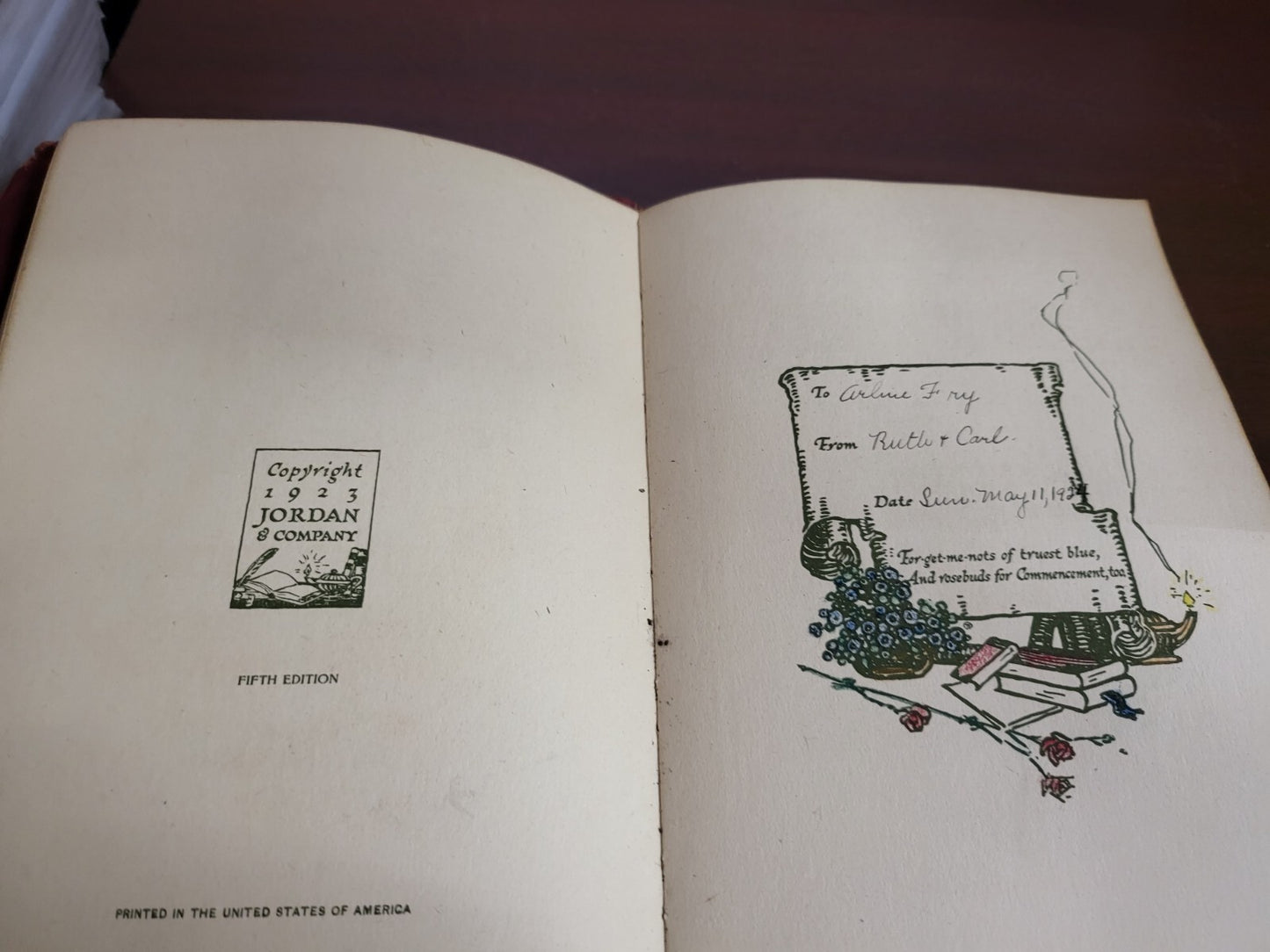 Book - Commencement Memories Camden Ohio High School 1924 USED Full Red Suede