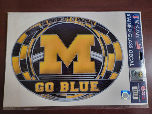 University of Michigan Stained Glass Decal 15 x 10.5" Removable Reusable All Sur