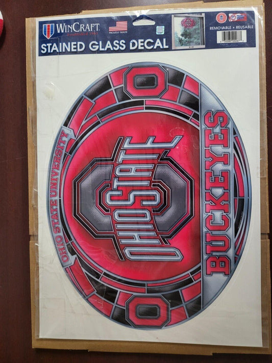 Ohio State University Stained Glass Decal 15 x 10.5" Removable Reusable All Surf