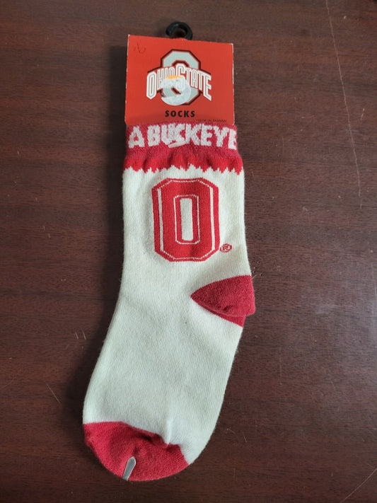 Ohio State Buckeyes Socks BORN A BUCKEYE Baby size 4-6 Cotton Blend Officially