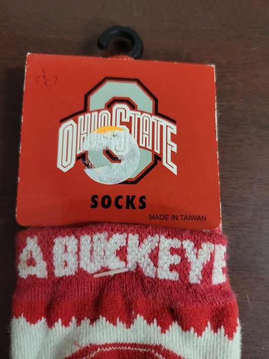 Ohio State Buckeyes Socks BORN A BUCKEYE Baby size 4-6 Cotton Blend Officially