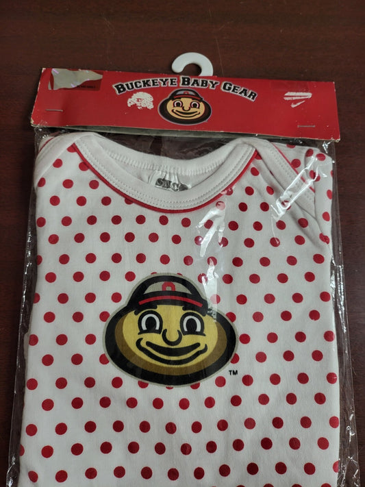 Ohio State Buckeyes One Piece Baby Outfit  size 12 months  Short Sleeve 100% Cot