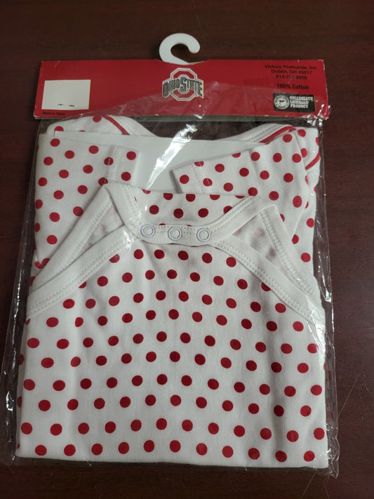 Ohio State Buckeyes One Piece Baby Outfit  size 12 months  Short Sleeve 100% Cot