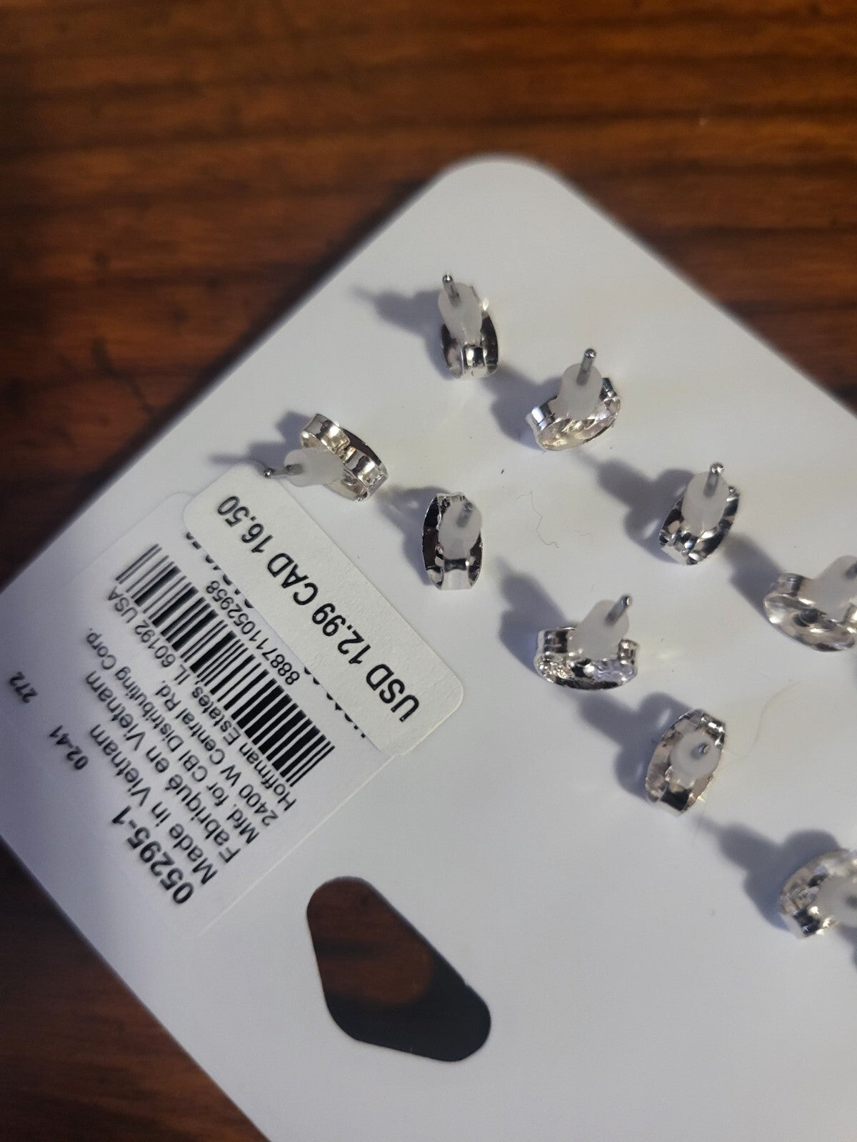 Claire's Pierced Earrings 6 Pair Clear Sparkle Stones ~1/8" Sensitive Solutions