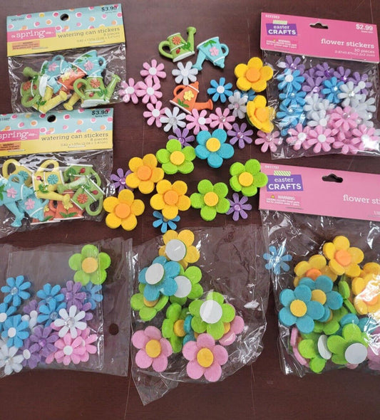 100  Flower & Garden Stickers Felt Fabric 1"