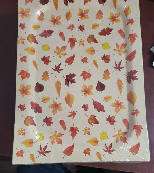 50 Heavy Duty Cardboard Paper Plates Fall Design  13.5 x 9.5"  Disposable