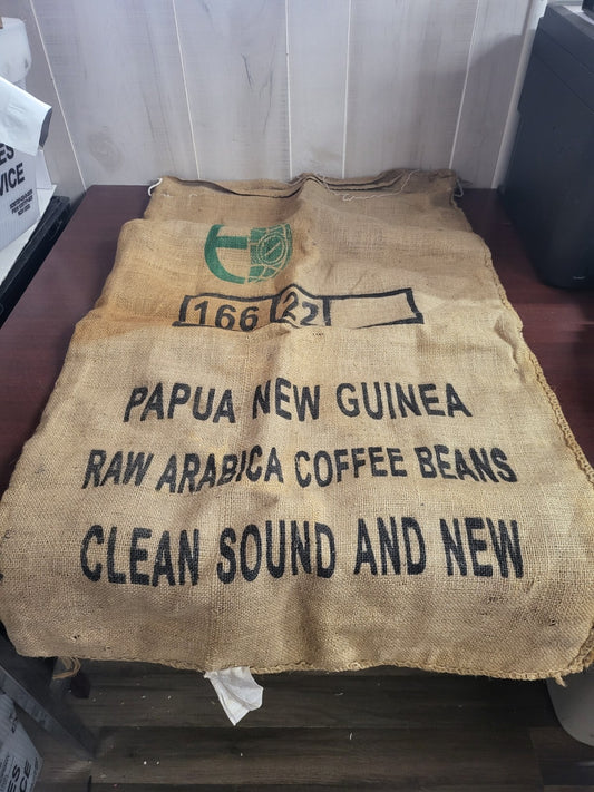 Large Burlap Bag Papua New Guinea Arabica Coffee Beans 24 x 38" 60kg bag