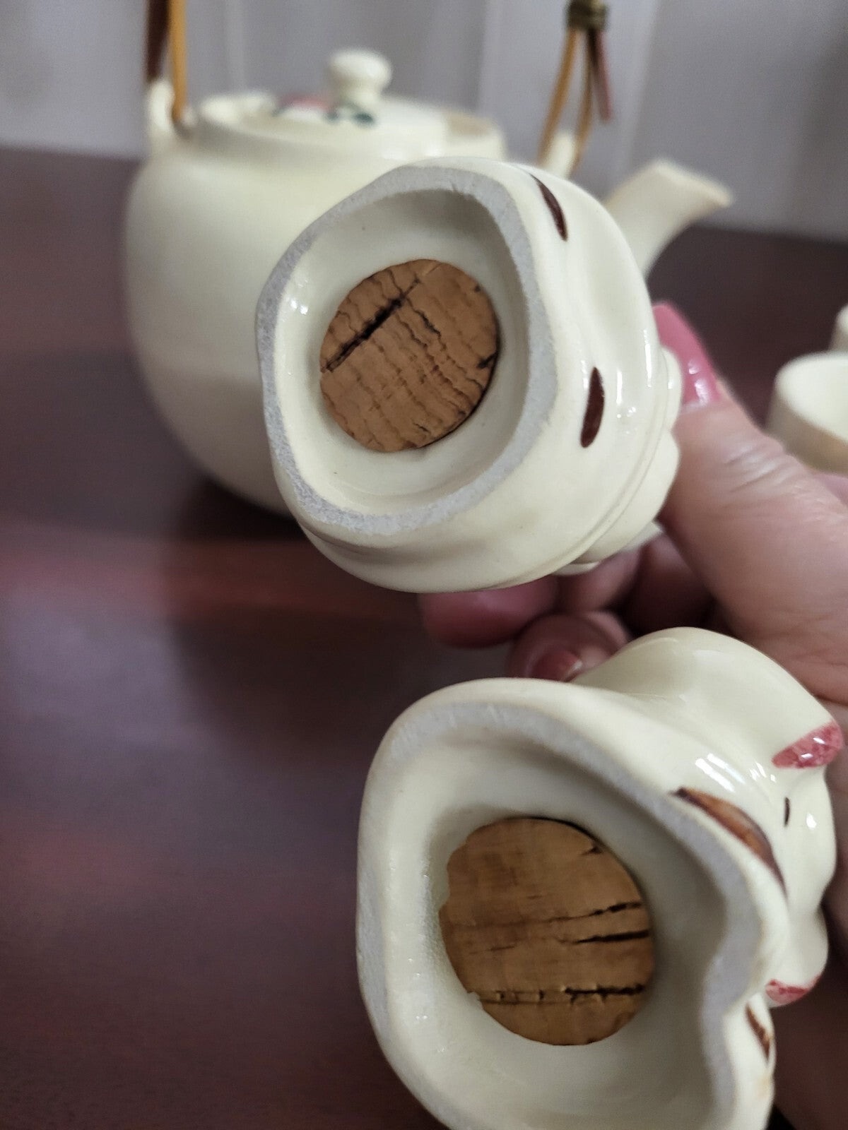 Vintage Japanese Kitchen Set  Tea Pot Cups Salt Pepper Shakers Hand Painted
