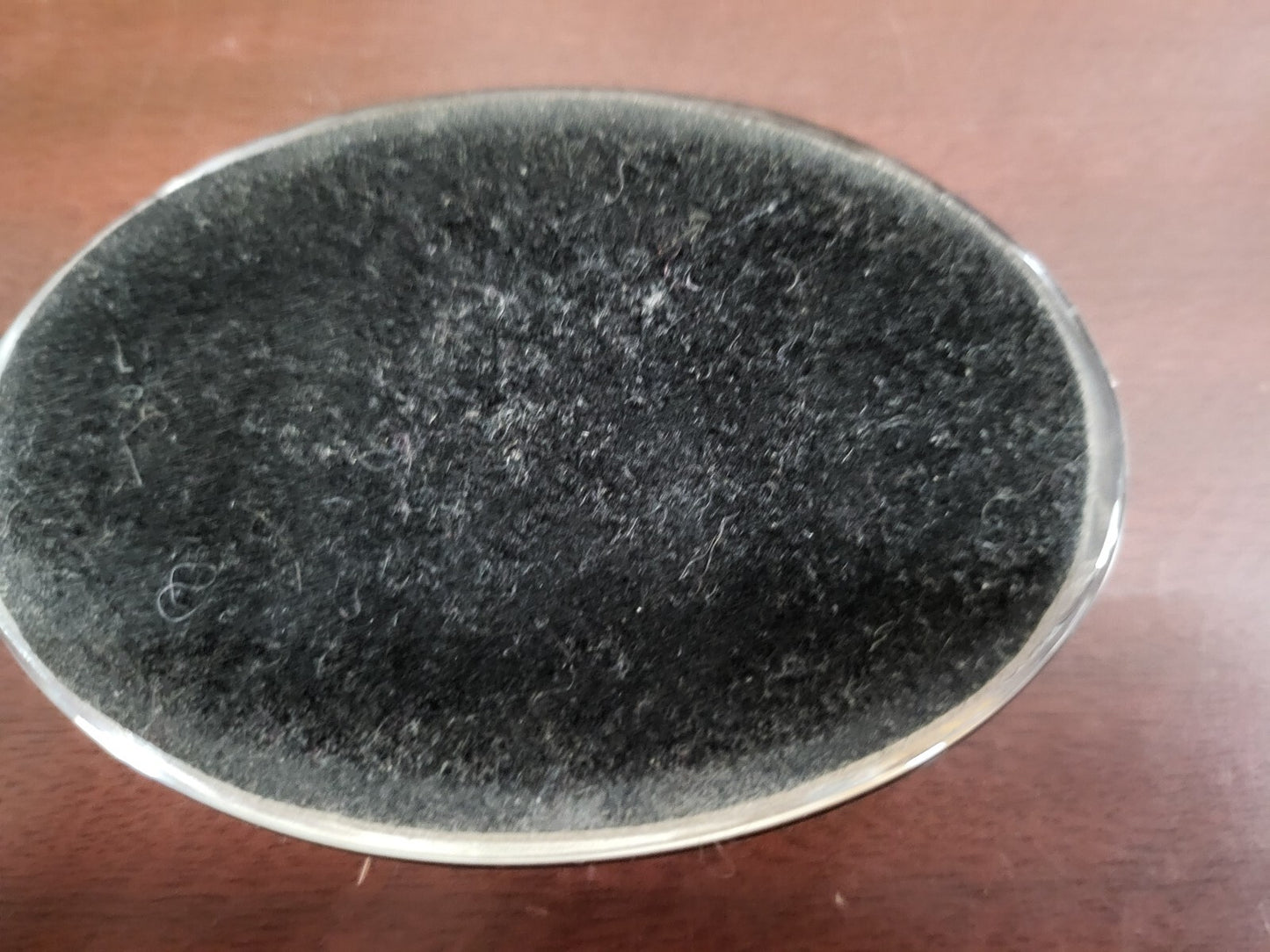 Vintage Glass Paperweight Cat Photo in 4 x 2.75 x 3/4" Oval Black Velvet Bottom