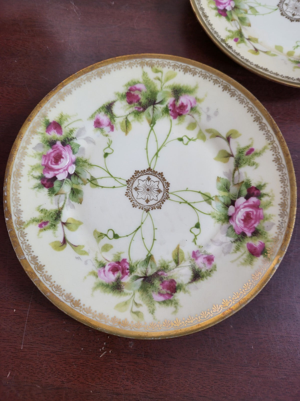 5 Beyer & Bock Prussia Germany Porcelain 6" Hand Painted Gold & Floral #4325