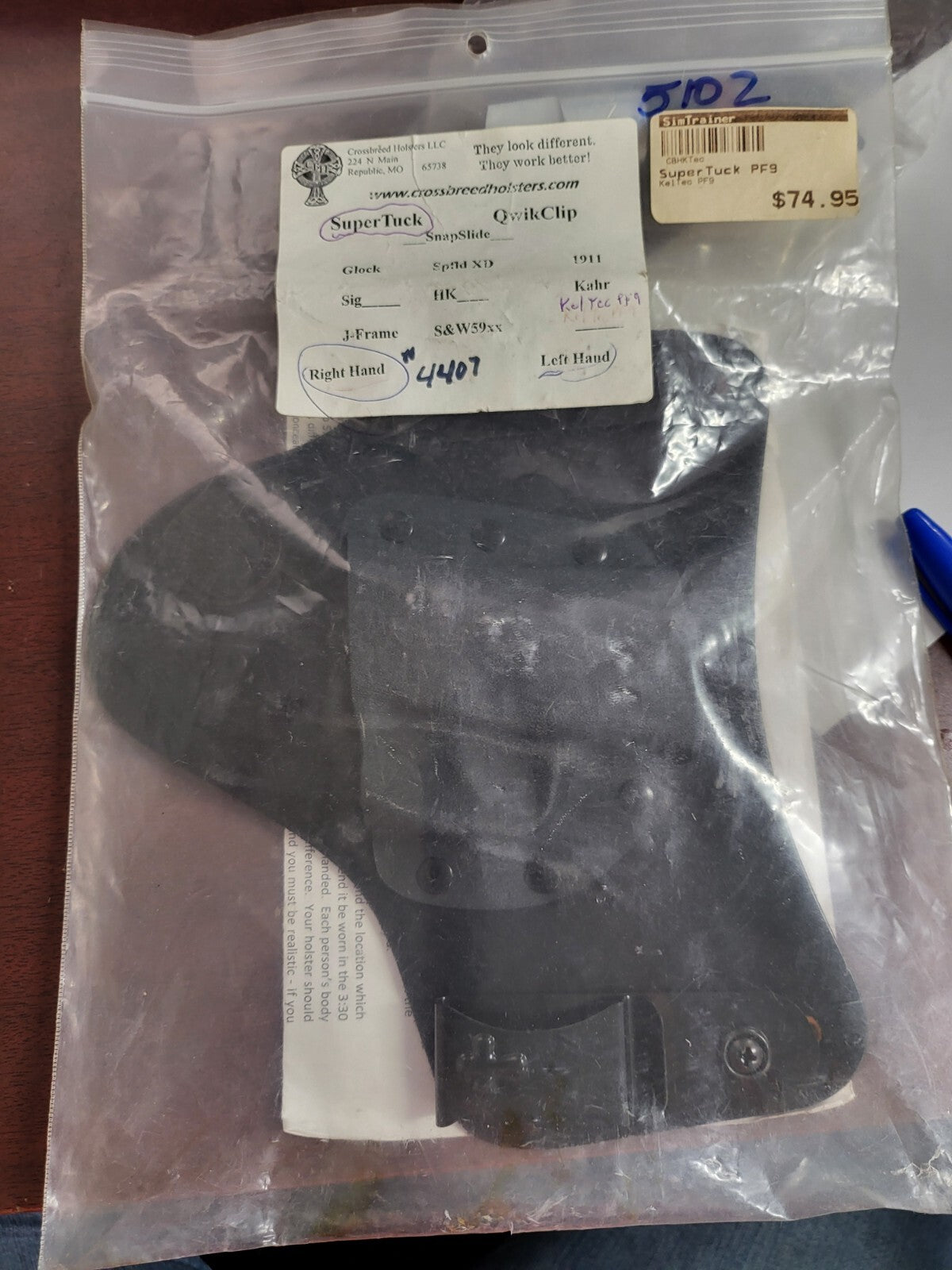 Gun Holster  Cross Breed SuperTuck KelTec PF9 RH  NIP