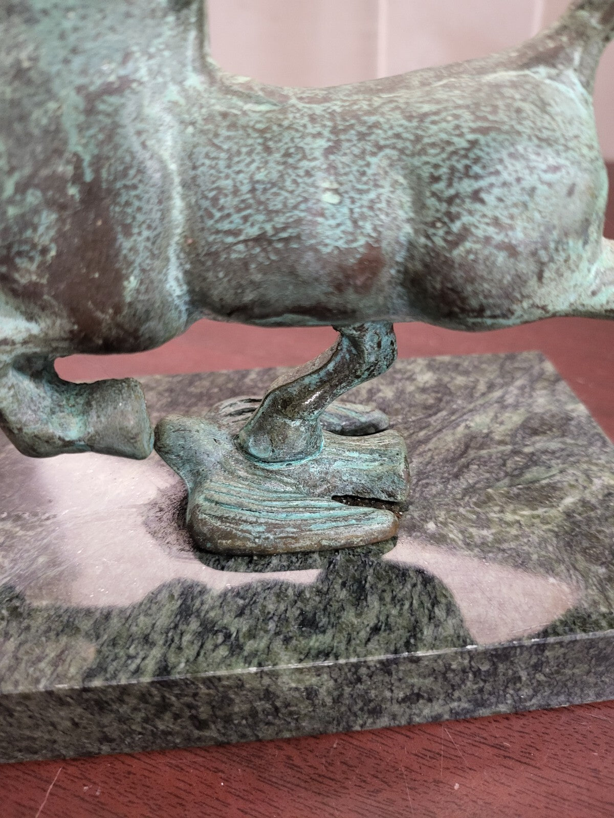 Solid Brass Horse on Bird Figurine  Replica of a Han Dynasty Bronze 6.5H x 6D x