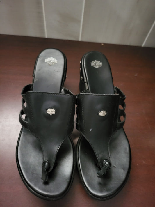 Ladies Harley Davidson Sandals size 10 M Black With Studs 3" Heel