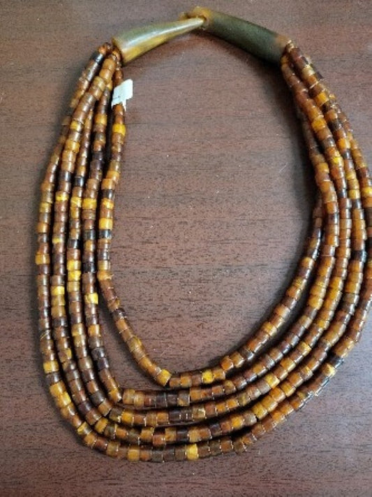 4 Strand Tiger's-Eye Bead Necklace Made in India 24" NWT  #171