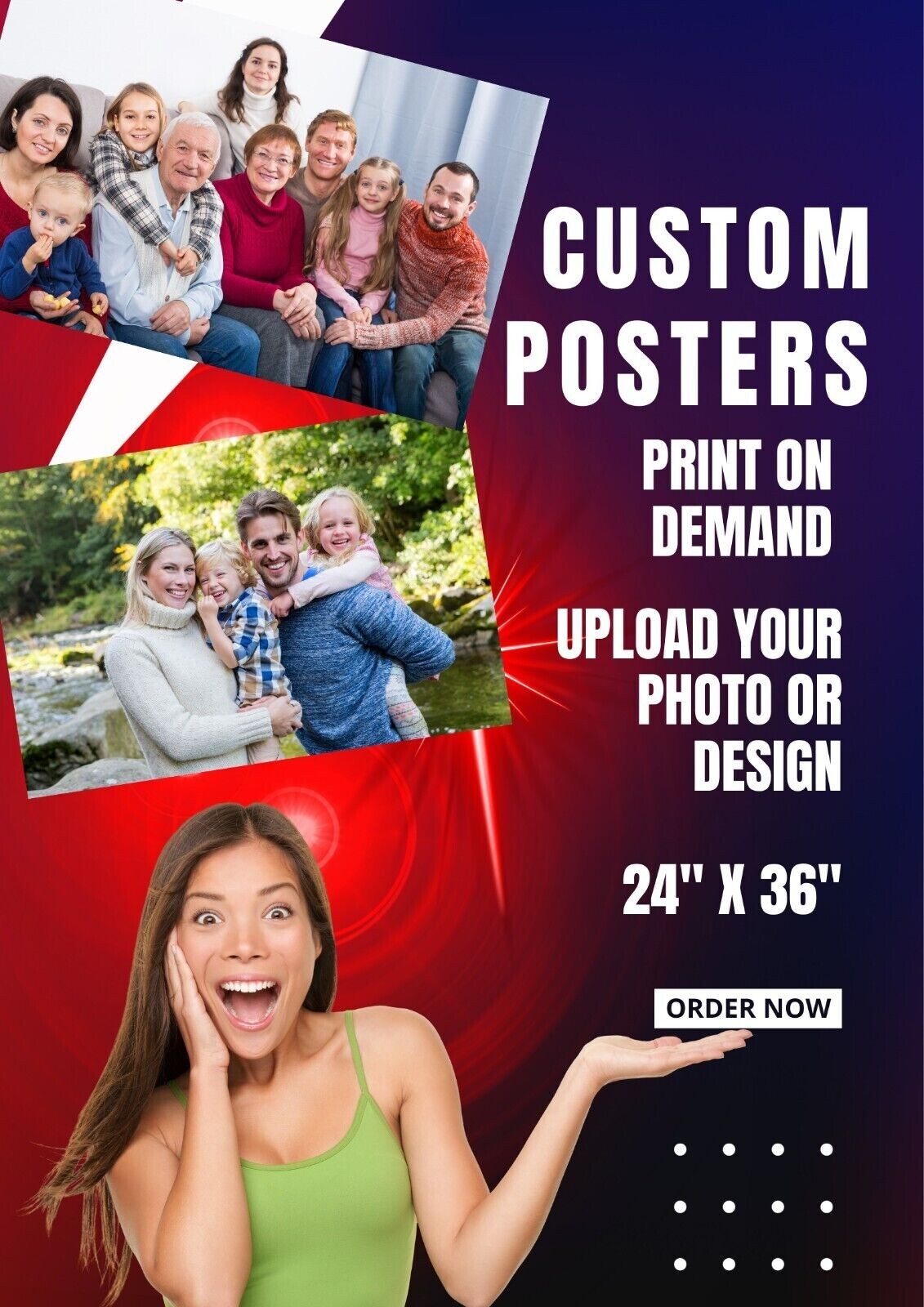 Custom Personal Photo Enlargements up to 24 x 36" Put Your favorite pics Display