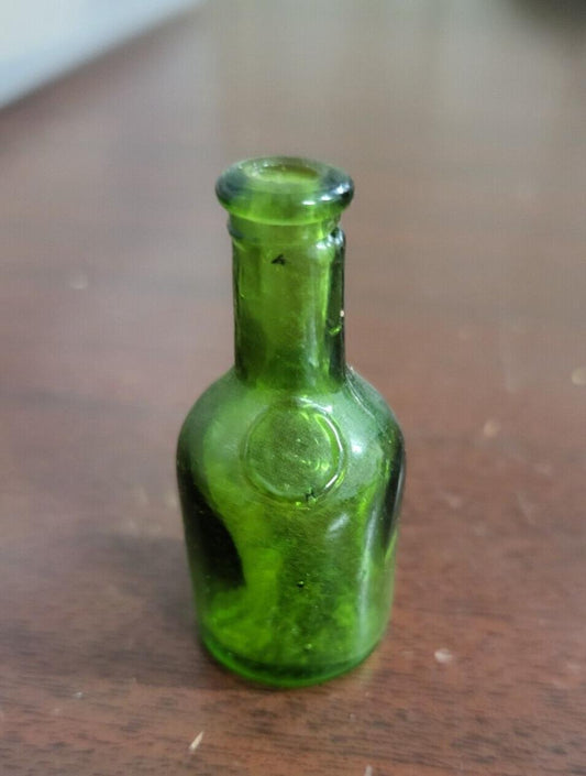 Vintage Miniature Wheaton Glass Green Bottle 2"H