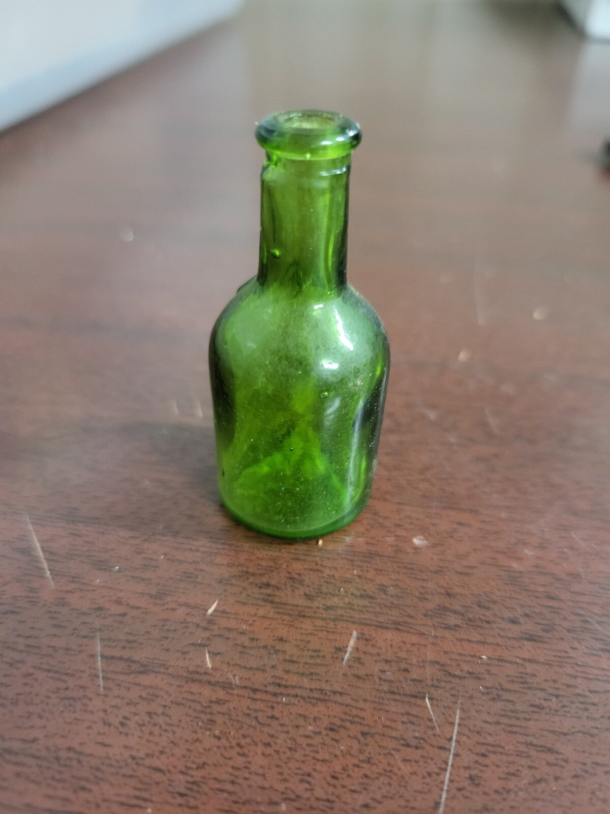 Vintage Miniature Wheaton Glass Green Bottle 2"H